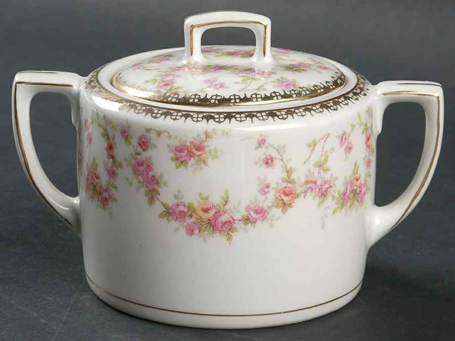 Bridal Rose (Smooth, Gold Edge) Sugar Bowl & Lid by Altrohlau-1
