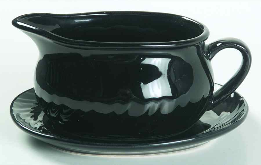 Black Gravy Boat & Underplate by Alacarte-1