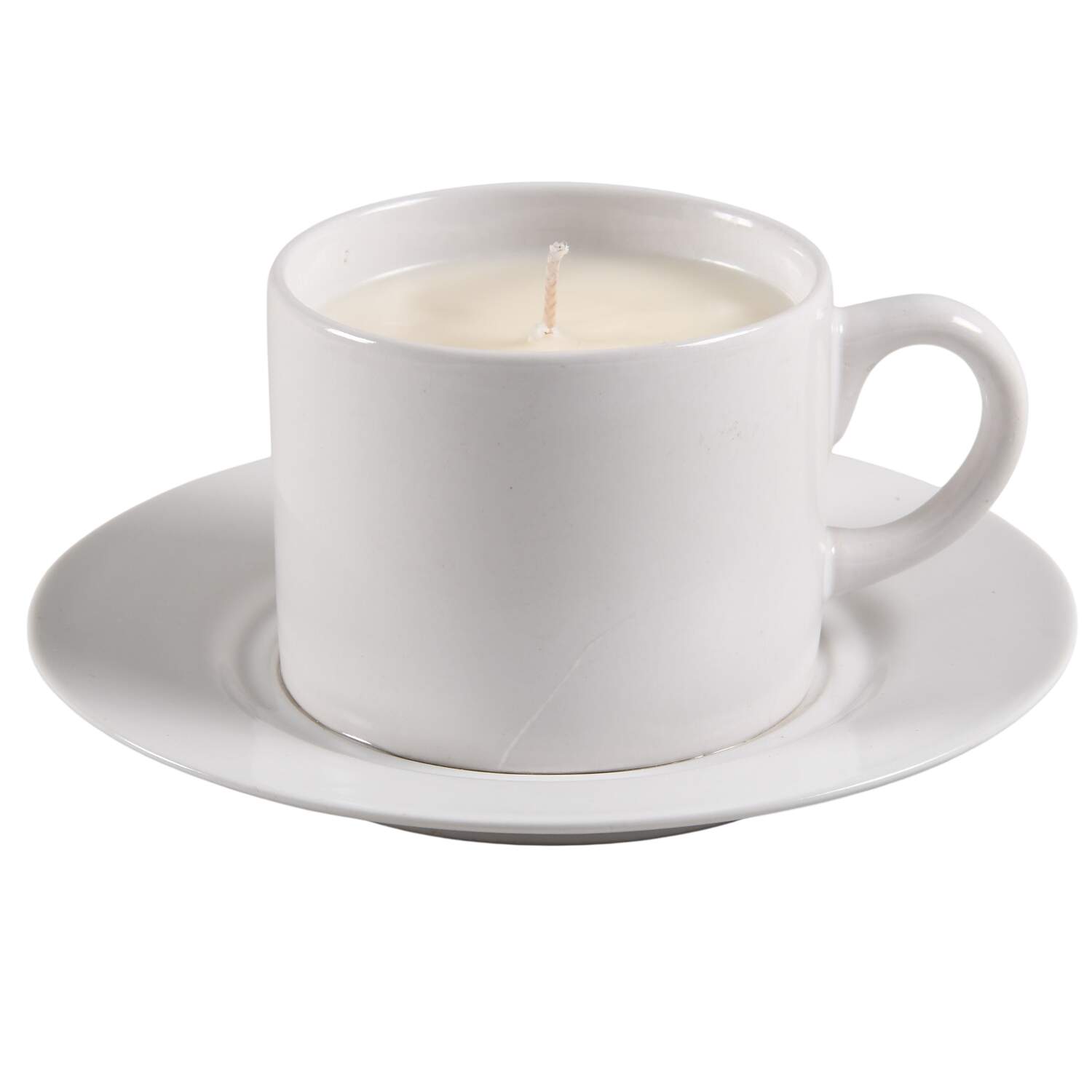 White Scented Cup & Saucer Candle-Lavender  HC by Alacarte-1