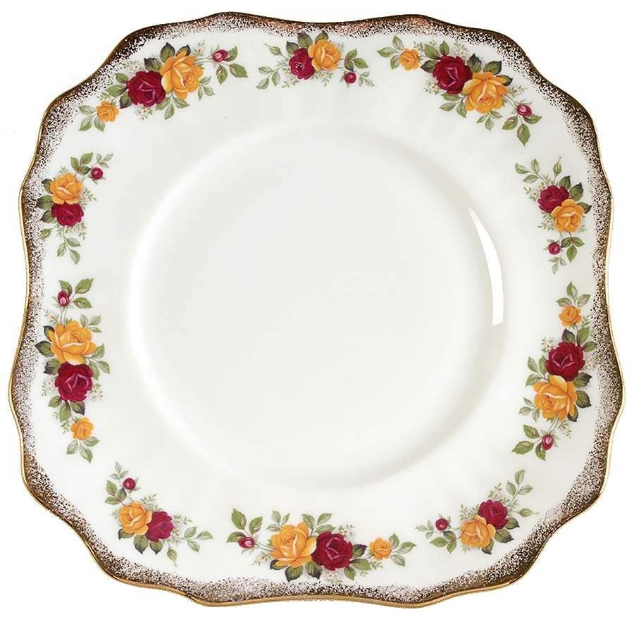 Cottage Roses Square Luncheon Plate by Arklow-1