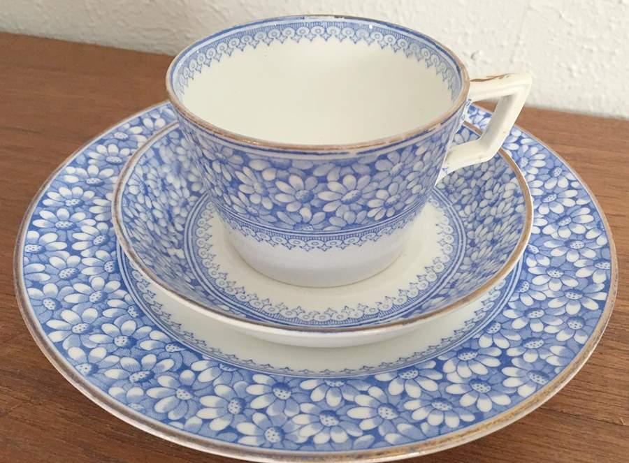 Daisy Blue Flat Cup & Saucer Set by Adderley-1