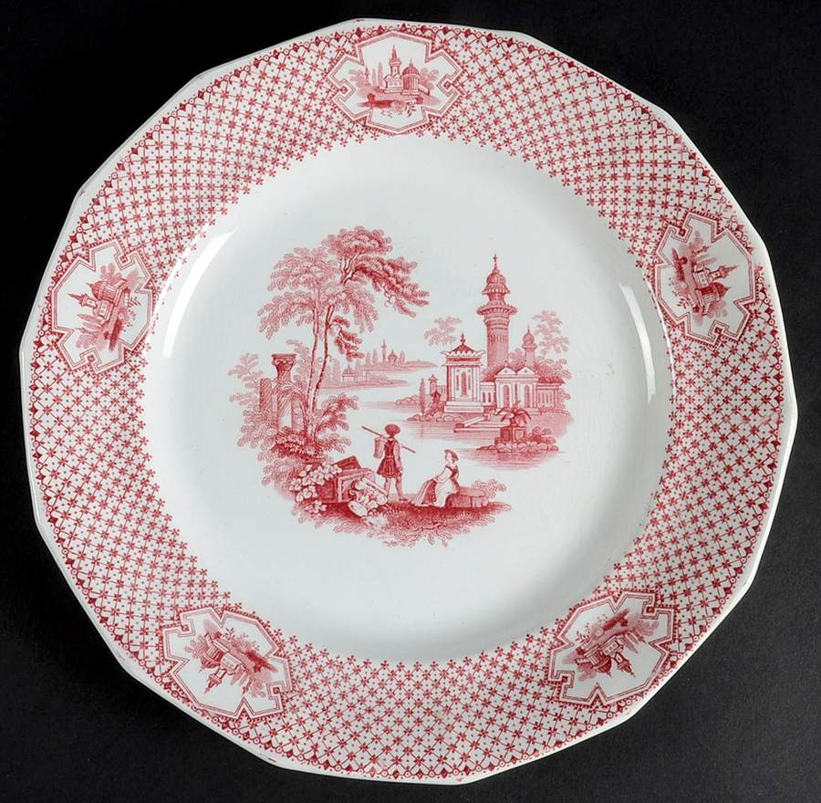 Cyrene Red Octagonal Luncheon Plate by Adams China-1