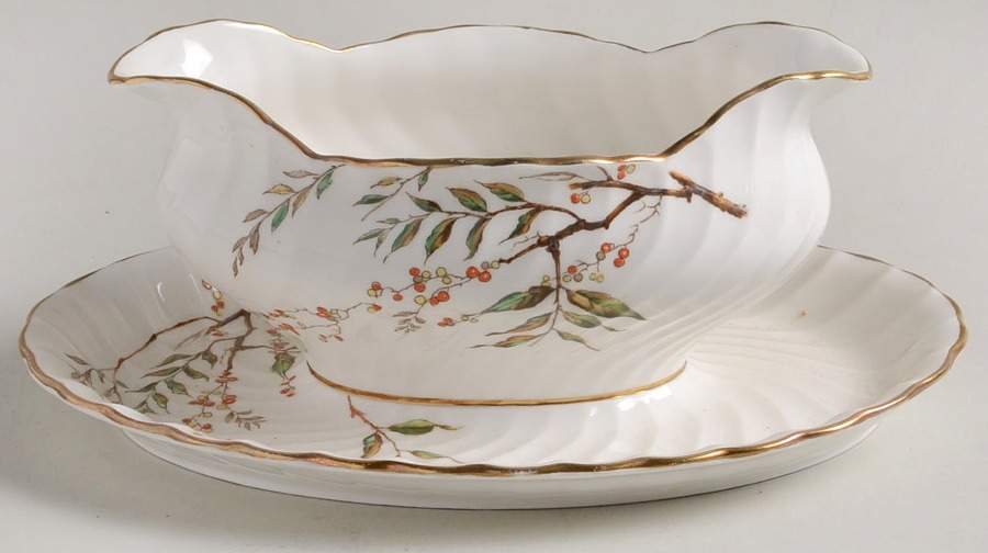 Whitmore Gravy Boat with Attached Underplate by John  Aynsley & Sons-1