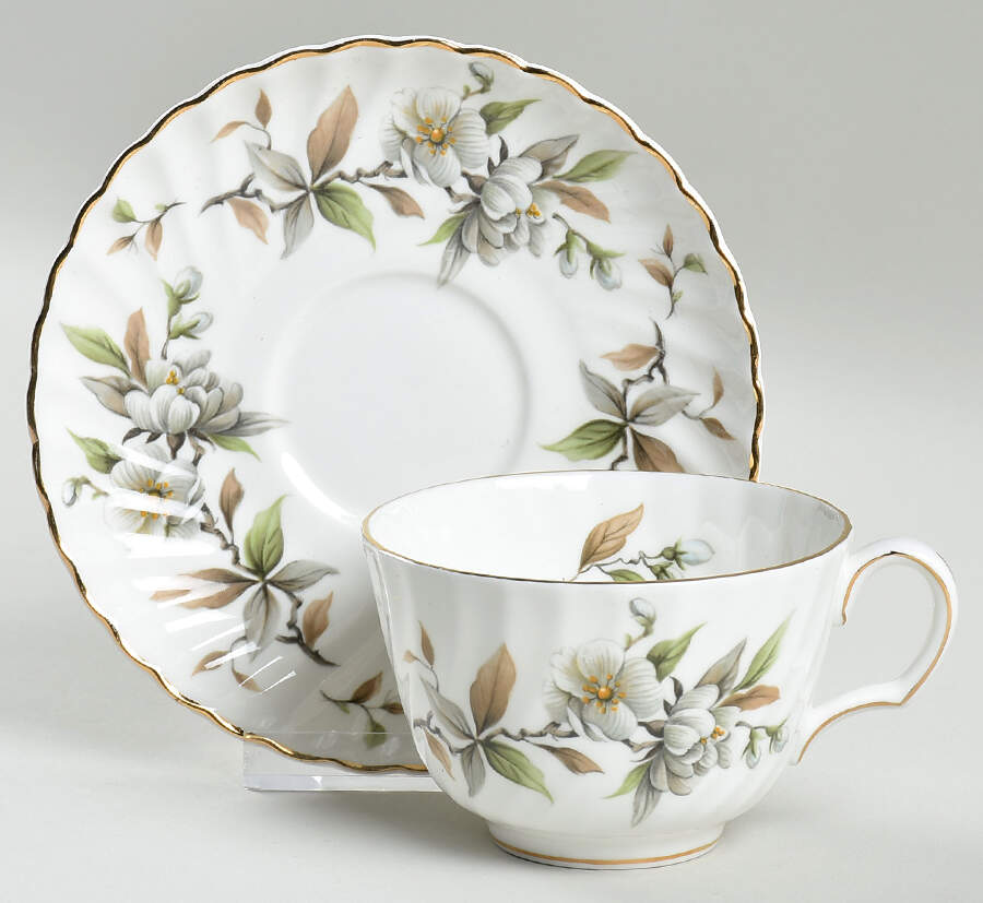 Arcadia(Gold Trim) Flat Cup & Saucer Set by Adderley-1