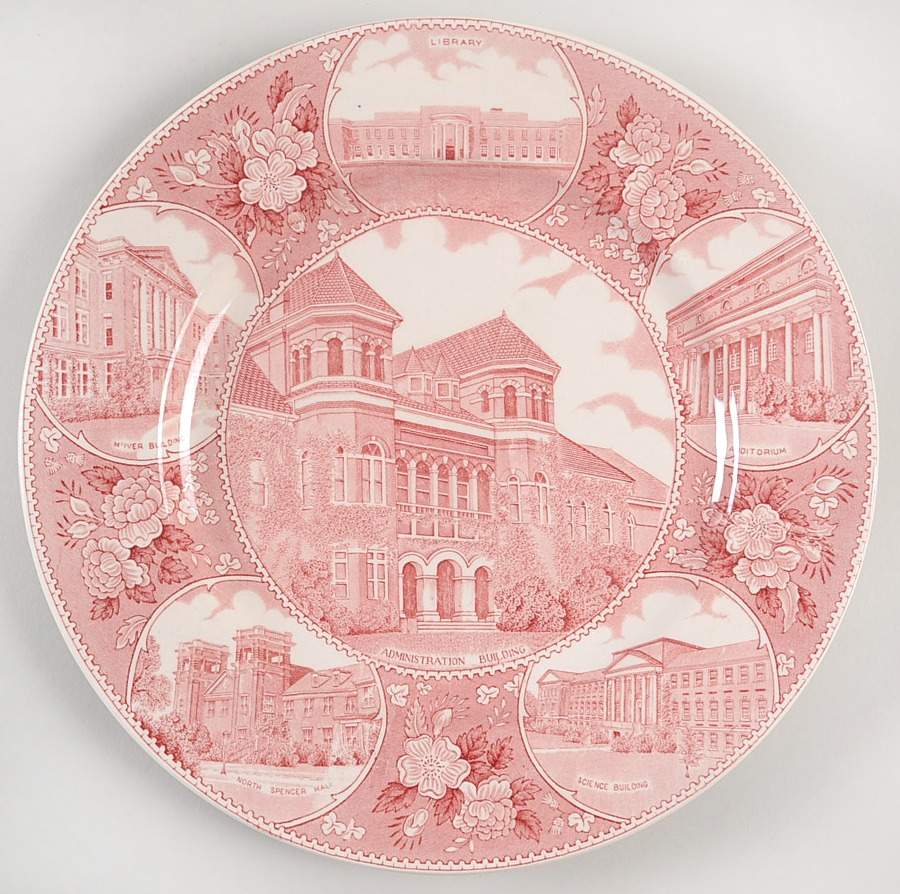 Womans College of NC (UNCG) Pink Dinner Plate by Adams China-1