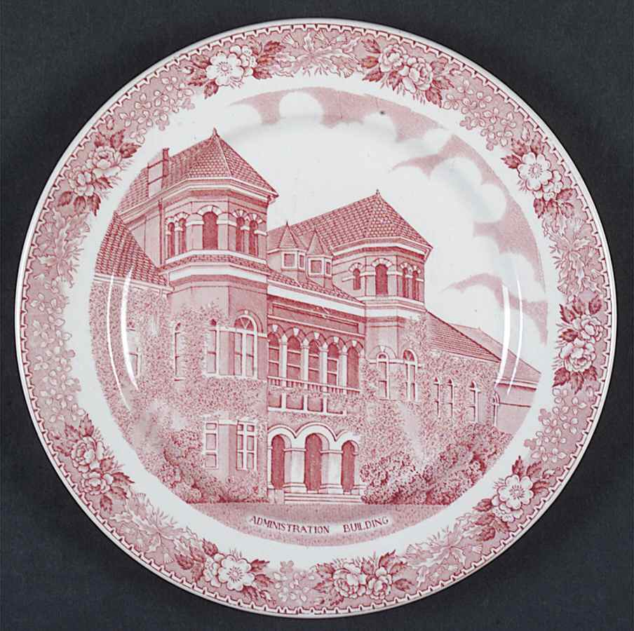 Womans College of NC (UNCG) Pink Dessert/Pie Plate by Adams China-1
