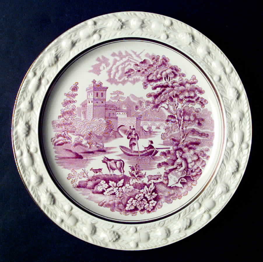 Italian Scenery Pink Luncheon Plate by Adams China-1