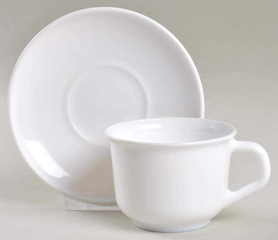 Marly White Footed Cup & Saucer Set by Arcopal-1
