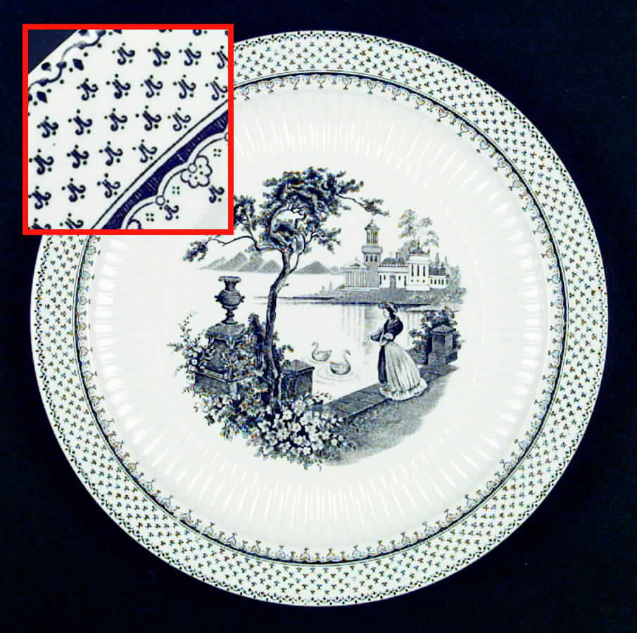 Minuet Black (Older, Wm  Adams Bcskstmp) Luncheon Plate by Adams China-1