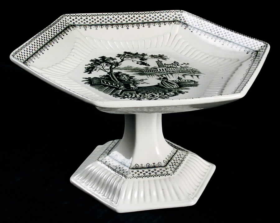 Minuet Black (Older, Wm  Adams Bcskstmp) Round Compote (Height X Width) by Adams China-1
