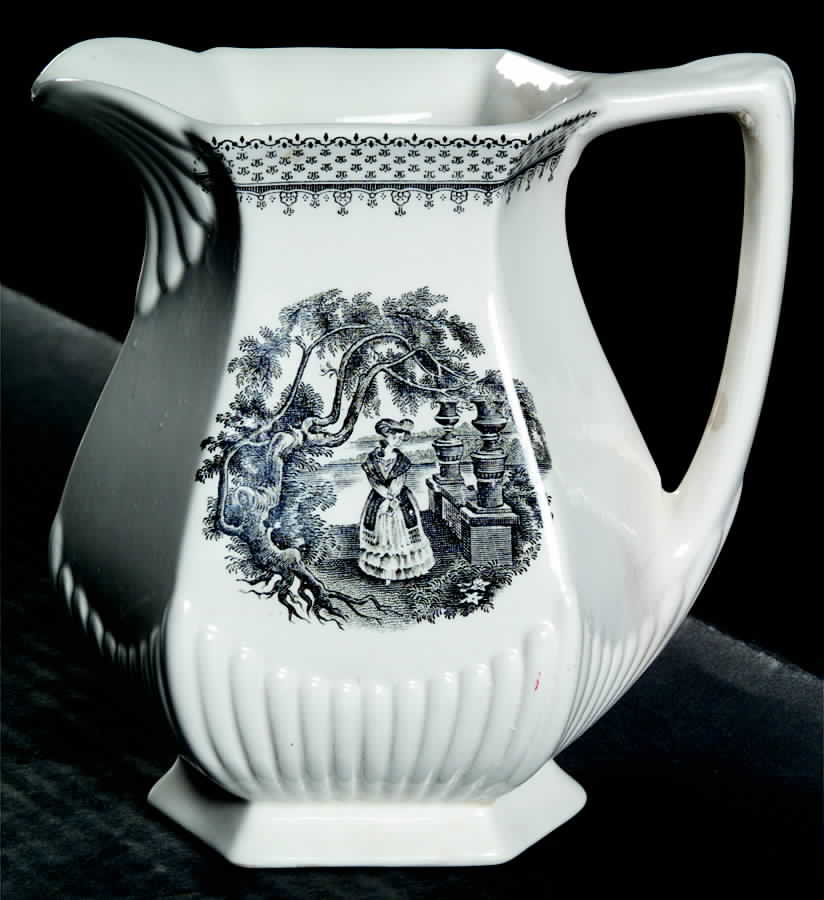Minuet Black (Older, Wm  Adams Bcskstmp) 16 Oz Pitcher by Adams China-1