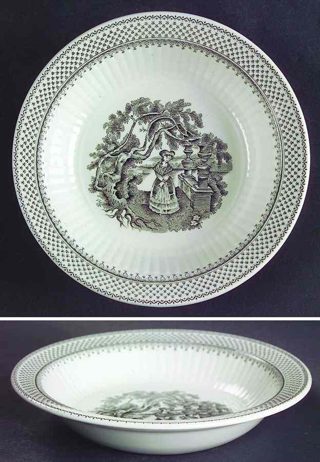 Minuet Black (Older, Wm  Adams Bcskstmp) Rim Fruit/Dessert (Sauce) Bowl by Adams China-1