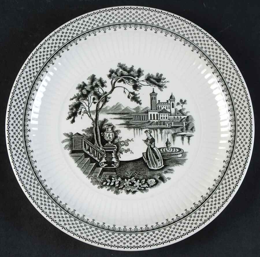 Minuet Black (Older, Wm  Adams Bcskstmp) Salad Plate by Adams China-1