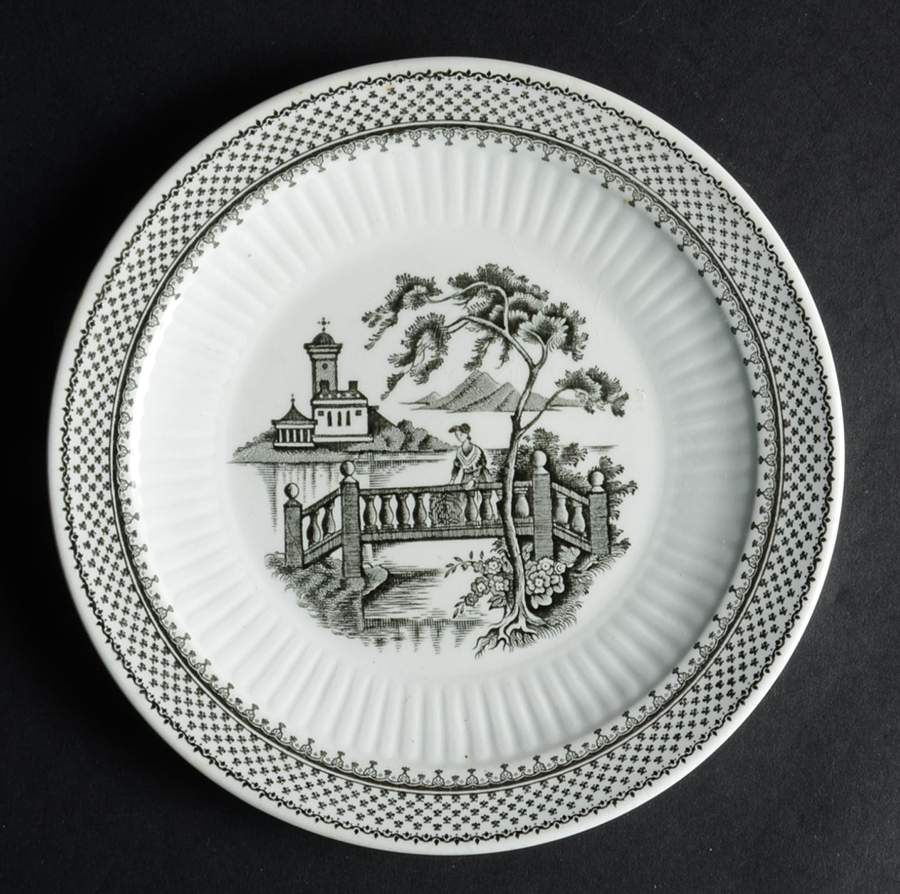Minuet Black (Older, Wm  Adams Bcskstmp) Bread & Butter Plate by Adams China-1