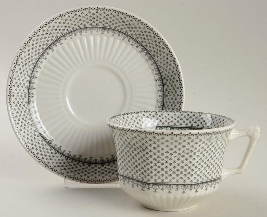 Minuet Black (Older, Wm  Adams Bcskstmp) Flat Cup & Saucer Set by Adams China-1