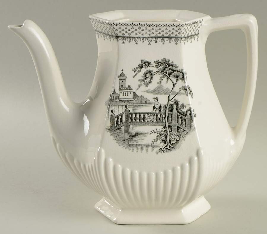 Minuet Black (Older, Wm  Adams Bcskstmp) Coffee Pot No Lid by Adams China-1