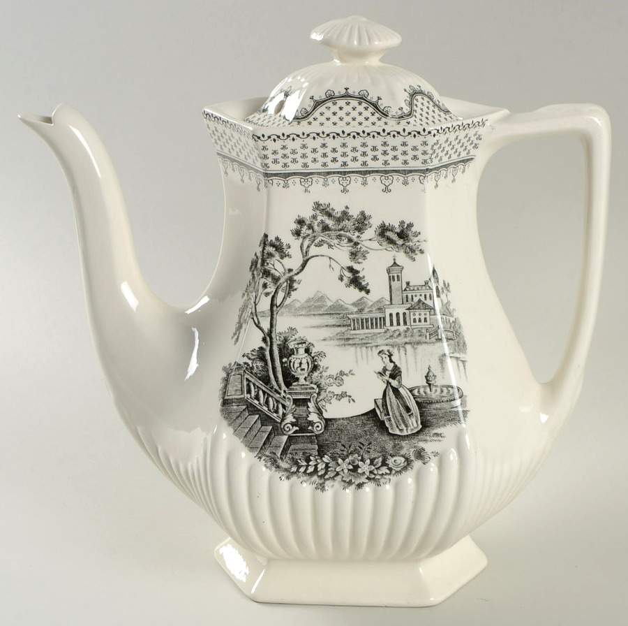 Minuet Black (Older, Wm  Adams Bcskstmp) Coffee Pot & Lid by Adams China-1