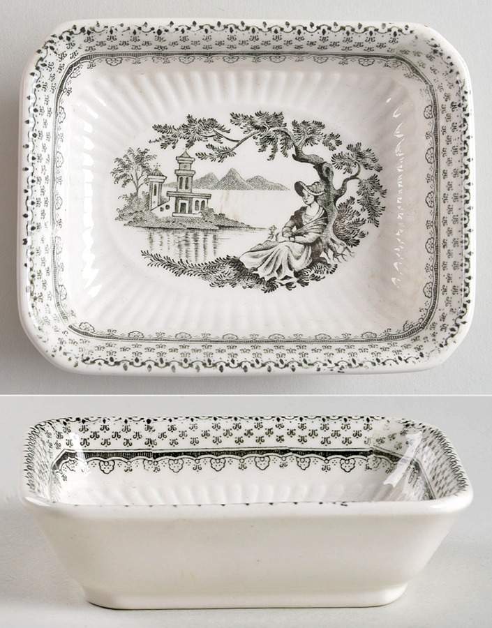 Minuet Black (Older, Wm  Adams Bcskstmp) Small Ashtray by Adams China-1