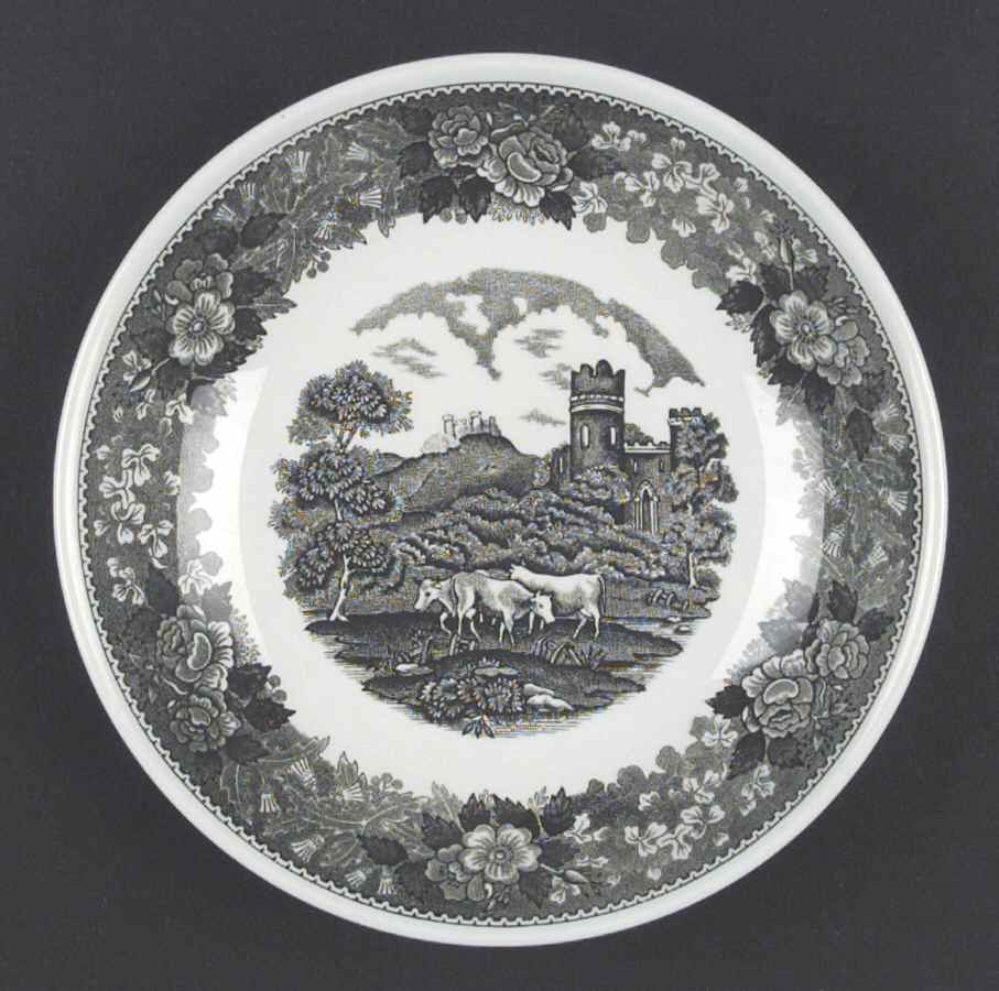 English Scenic Green (Smooth) Coupe Soup Bowl by Adams China-1