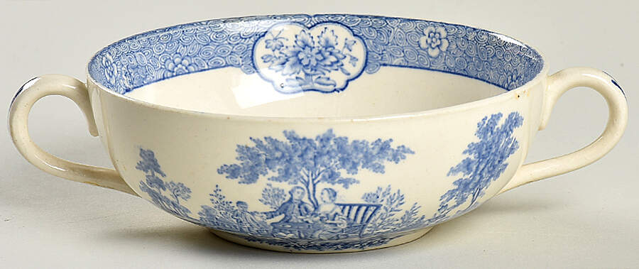 Blue Lawnton Cream Soup Bowl by Adams China-1