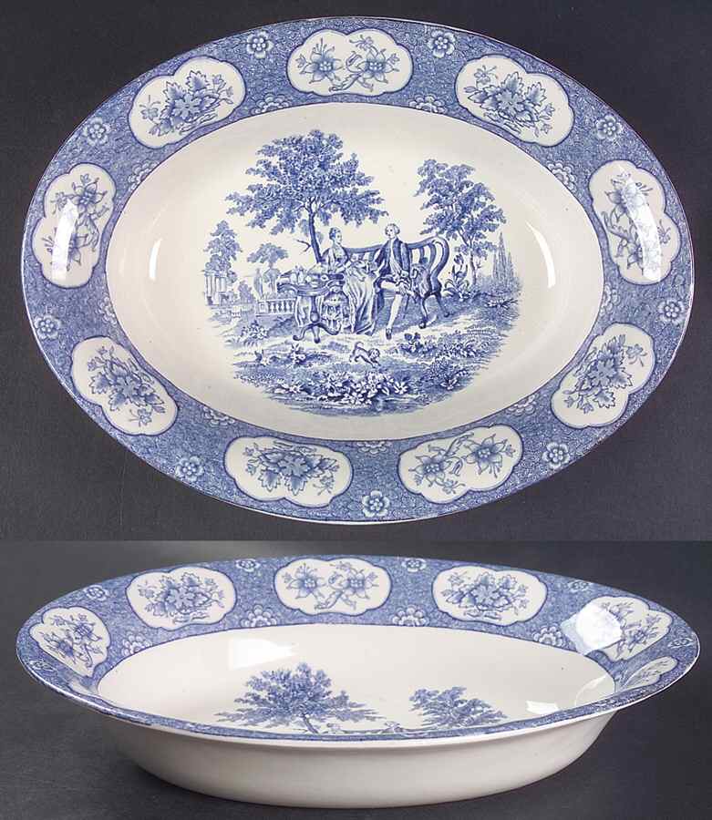 Blue Lawnton 10" Oval Vegetable Bowl by Adams China-1