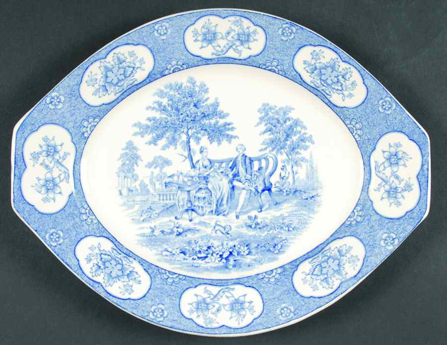 Blue Lawnton 10" Oval Serving Platter by Adams China-1