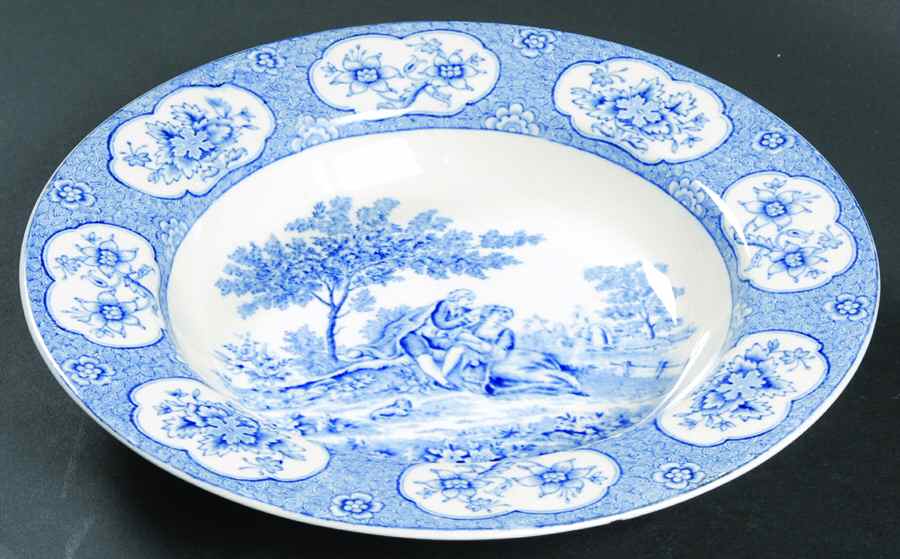 Blue Lawnton Rim Soup Bowl by Adams China-1