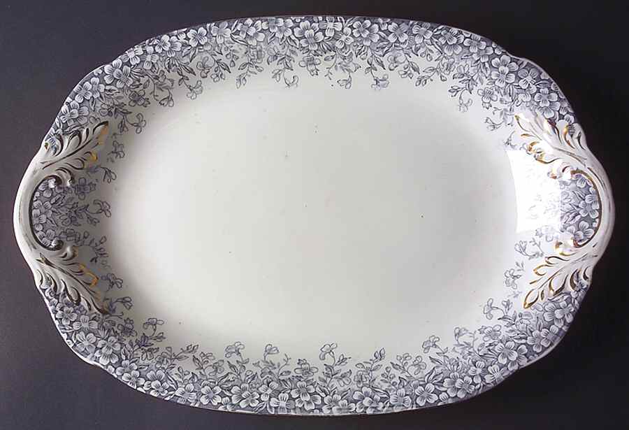 Utopian Gray 16" Oval Serving Platter by Henry Alcock-1