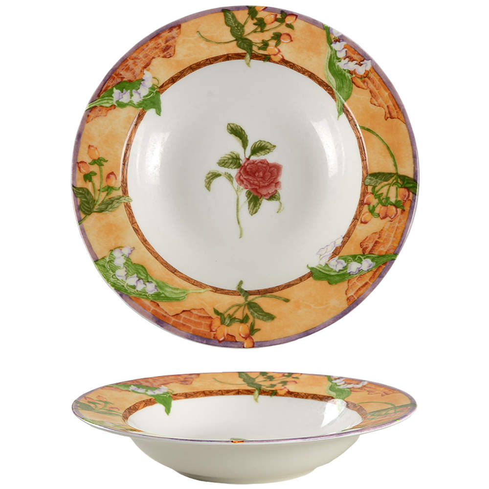 Tuscany Rose Large Rim Soup Bowl by 222 Fifth (PTS)-1