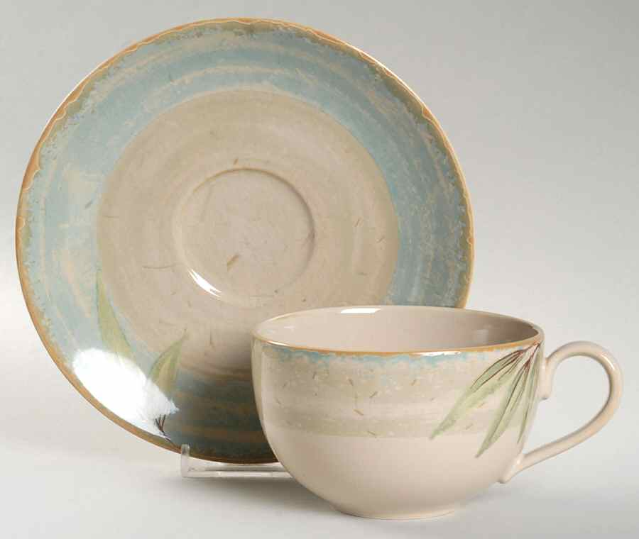 Bamboo Flat Cup & Saucer Set by 222 Fifth (PTS)-1