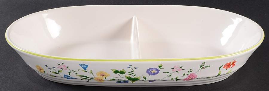Pamela 13" Oval Divided Vegetable Bowl by Action (Japan)-1