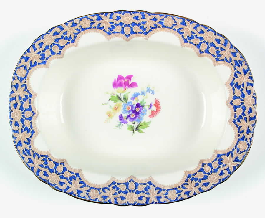 7796 Blue 10" Oval Vegetable Bowl by John  Aynsley & Sons-1