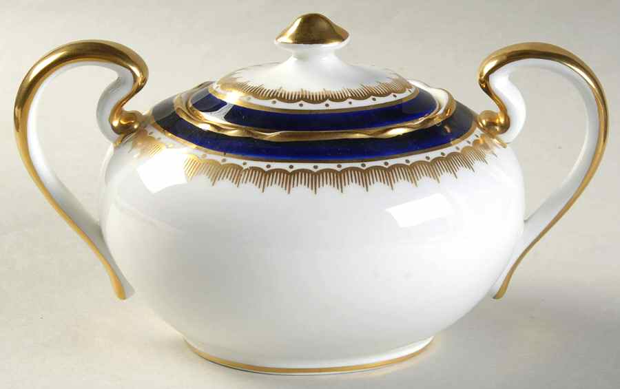 Embassy Cobalt Blue (Scalloped) Sugar Bowl & Lid by John  Aynsley & Sons-1