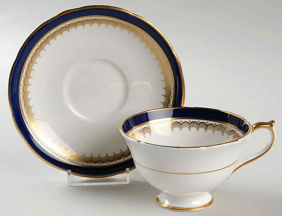 Embassy Cobalt Blue (Scalloped) Footed Cup & Saucer Set by John  Aynsley & Sons-1