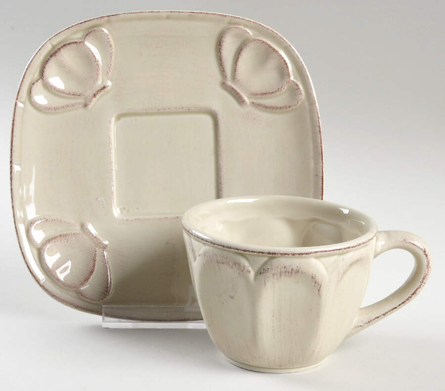 Tranquility Ivory Flat Cup & Saucer Set by American Atelier-1
