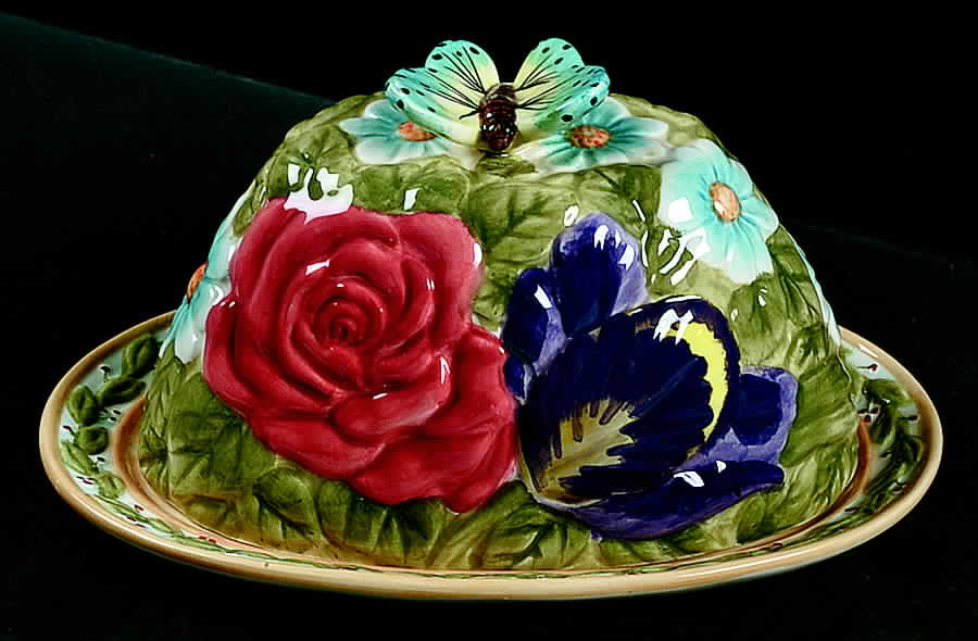 Floral Daze Scultptured Covered Butter Dish by American Atelier-1