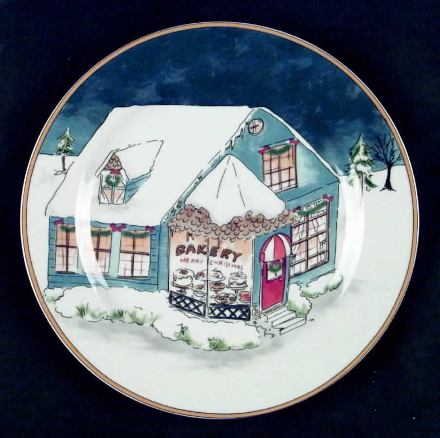 Winter Village Salad/Dessert Plate by American Atelier-1