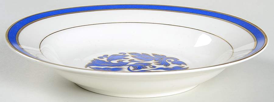 Courtyard Blue Rim Soup Bowl by American Atelier-1