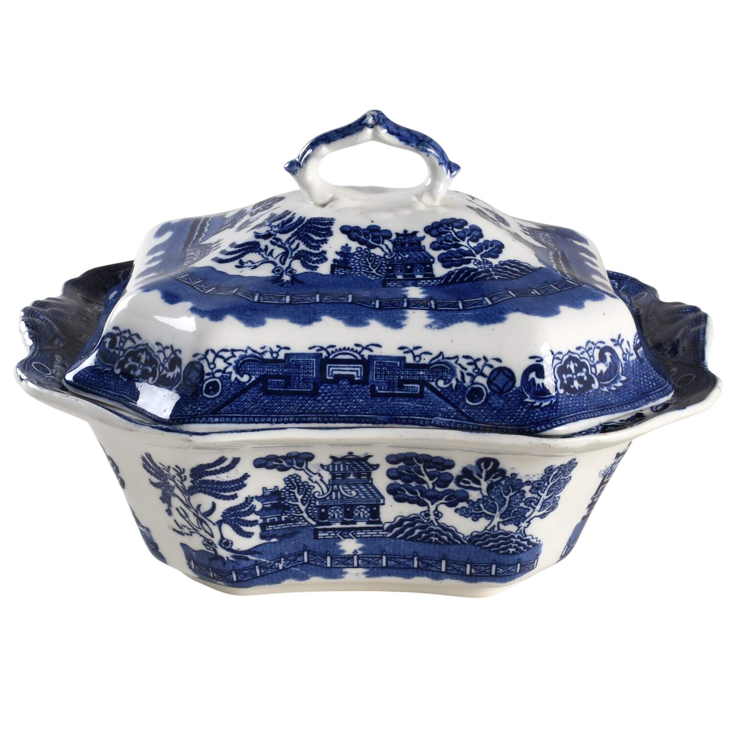 Willow Blue (Scalloped) Rectangular Covered Vegetable by Allerton's-1