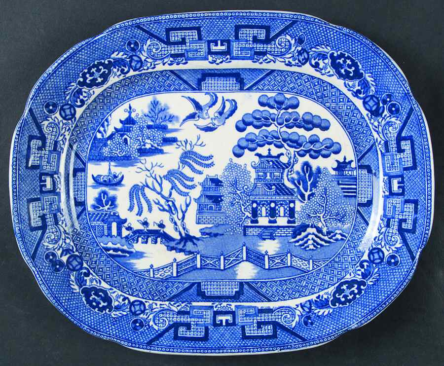 Willow Blue (Scalloped) 10" Oval Serving Platter by Allerton's-1