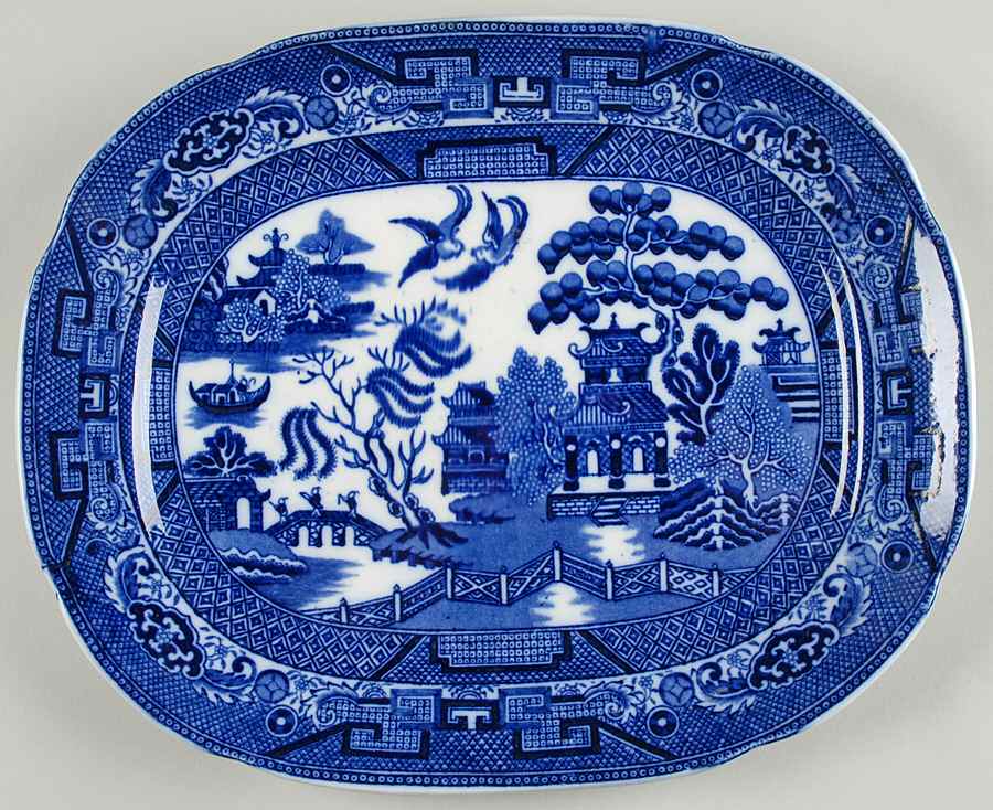 Willow Blue (Scalloped) 11" Oval Serving Platter by Allerton's-1