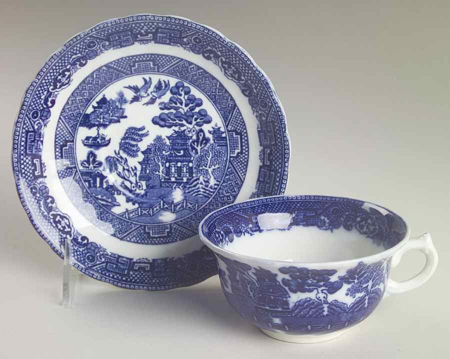 Willow Blue (Scalloped) Flat Cup & Saucer Set by Allerton's-1