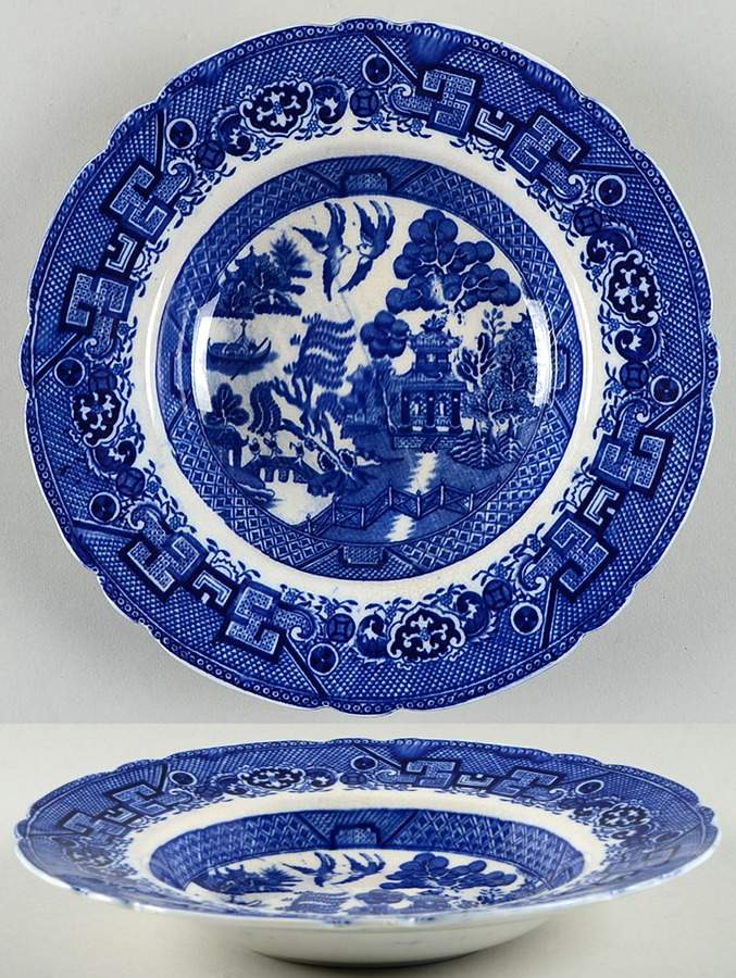 Willow Blue (Scalloped) Large Rim Soup Bowl by Allerton's-1