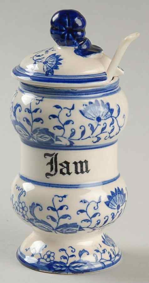 Blue Onion Jam/Jelly & Lid W/Spoon by Arnart-1