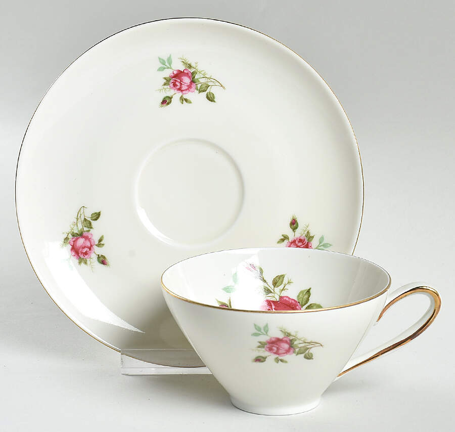 Moosrose (Gold Trim) Footed Cup & Saucer Set by Alka-1