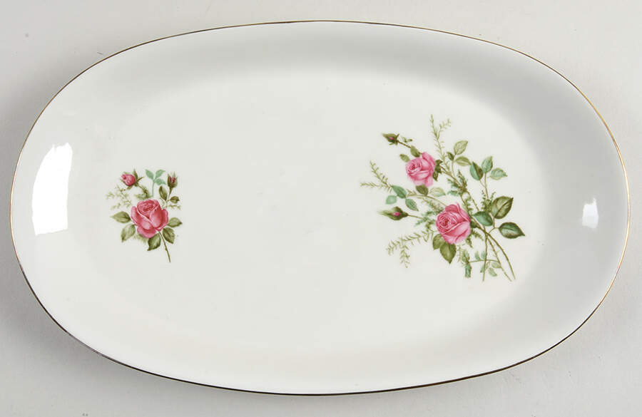Moosrose (Gold Trim) 13" Oval Serving Platter by Alka-1