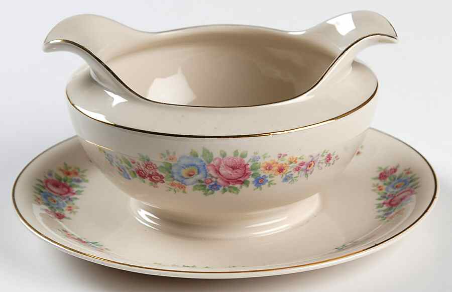 ARA64 Gravy Boat with Attached Underplate by Arabia of Finland-1
