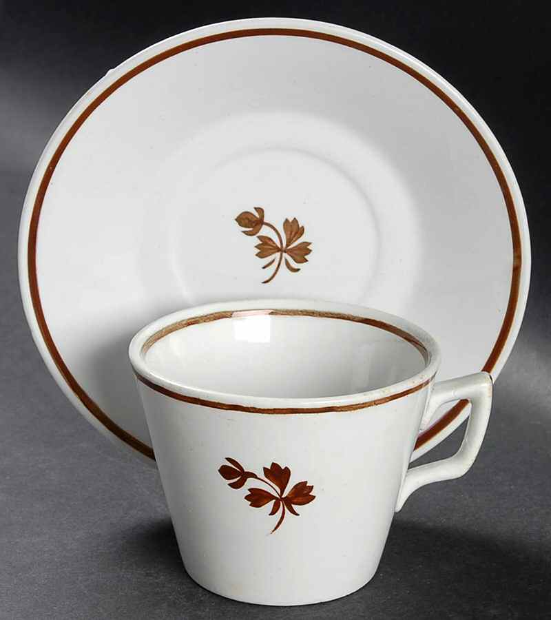 Tea Leaf (Smooth, Not Embossed Rim) Flat Cup & Saucer Set by Anthony Shaw-1