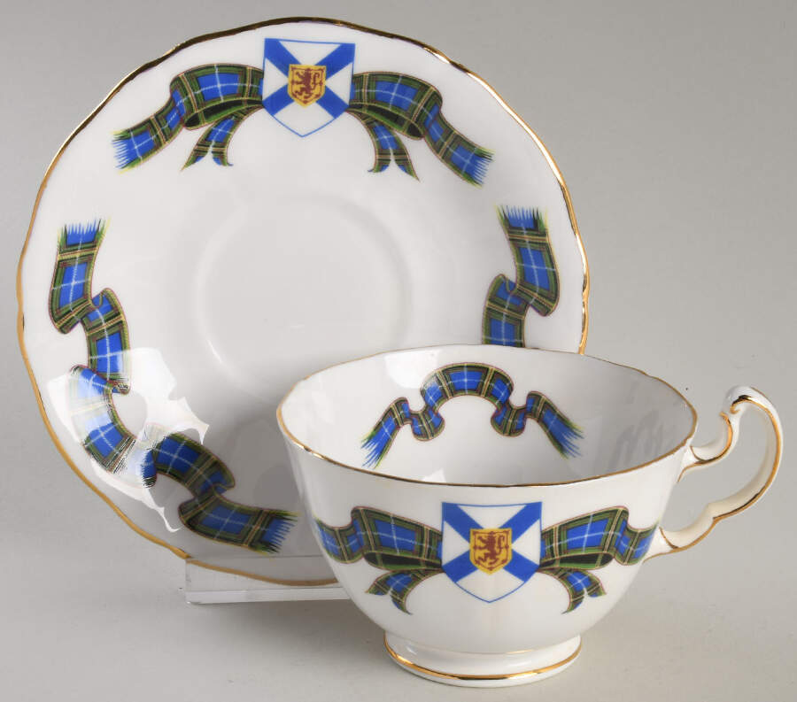 Nova Scotia Tartan Footed Cup & Saucer Set by Adderley-1