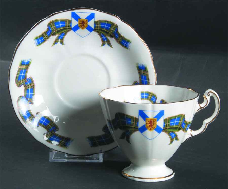 Nova Scotia Tartan Footed Cup & Saucer Set by Adderley-1
